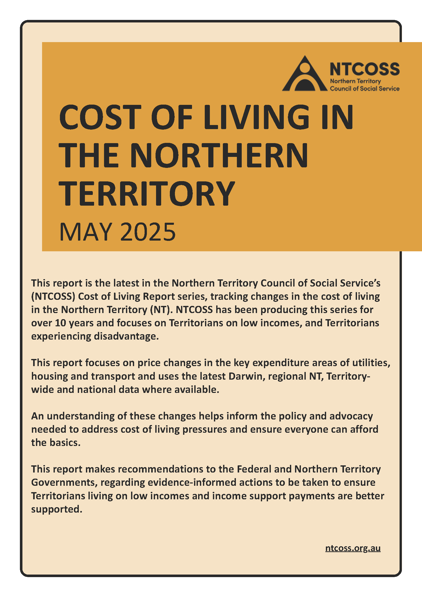 2025 May Cost of Living in the NT Factsheet