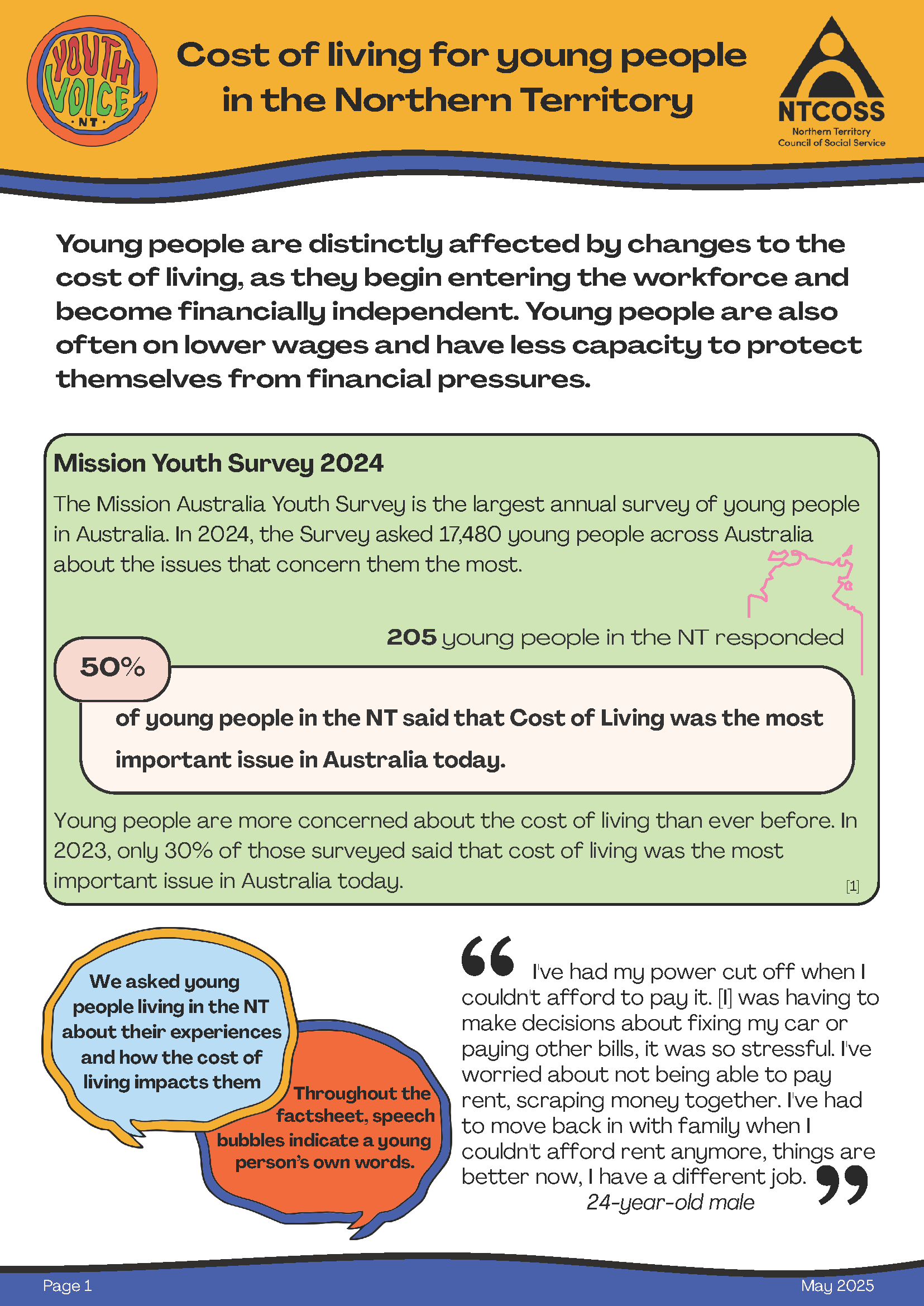 2025 May Cost of Living for Young People in the NT Factsheet
