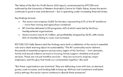 Media Release: New Report Shows the Critical Economic Contribution of NT’s Community Sector – and Why It’s at Risk