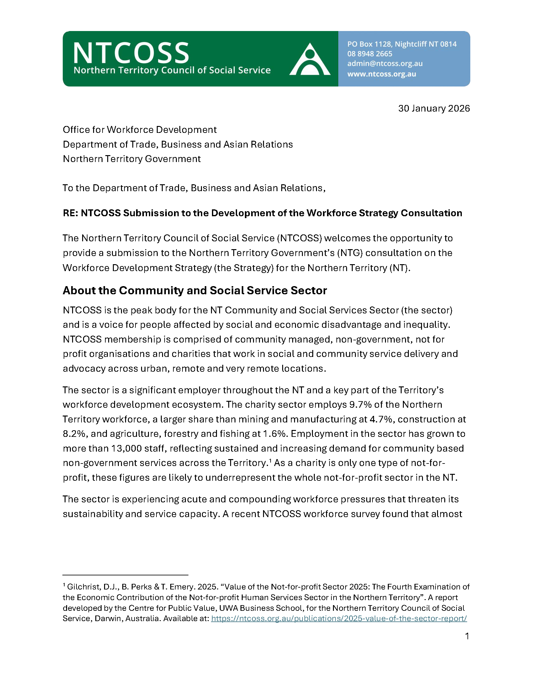 NTCOSS Submission to the Workforce Development Strategy – NTCOSS ...